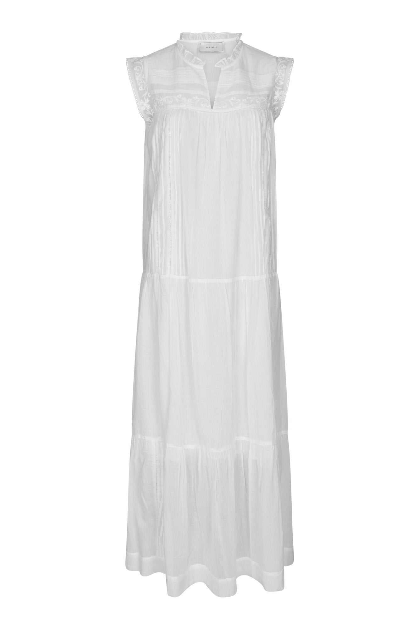 Veana S Voile lang kjole - hvid